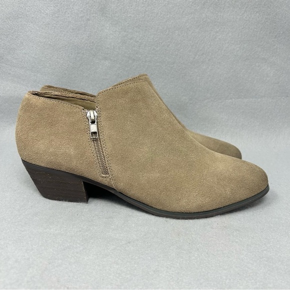 Very Volatile Los Angeles Heeled Ankle Bootie Womens 10 Tan Suede Zip Up - Picture 3 of 13